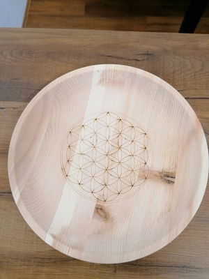 Zirbenteller mit Blume des Lebens 300mm
